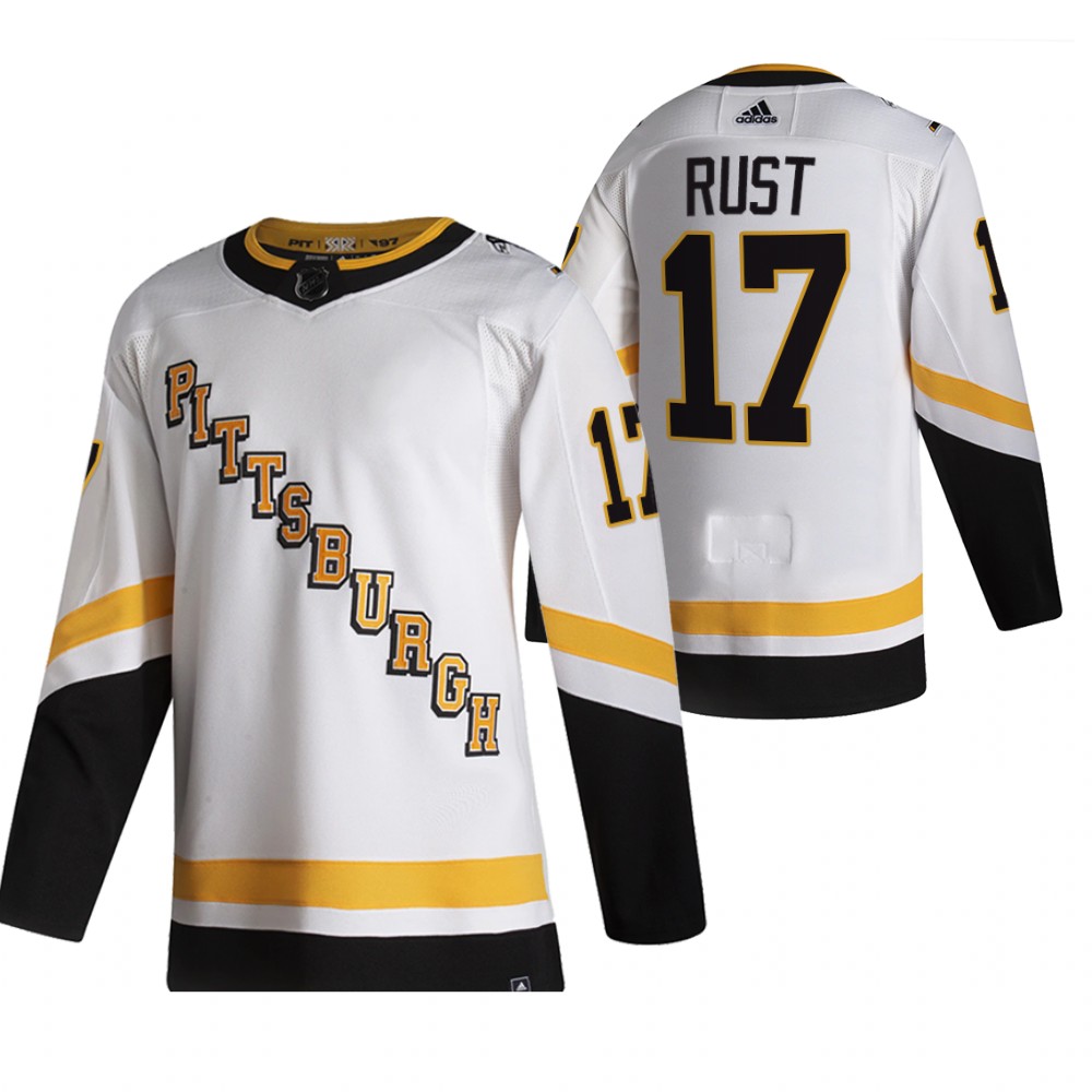 Cheap 2021 Adidias Pittsburgh Penguins 17 Bryan Rust White Men Reverse Retro Alternate NHL Jersey